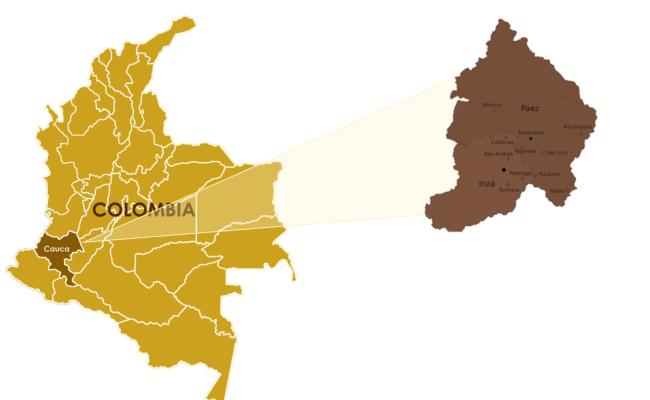 el mapa de Colombia Cauca